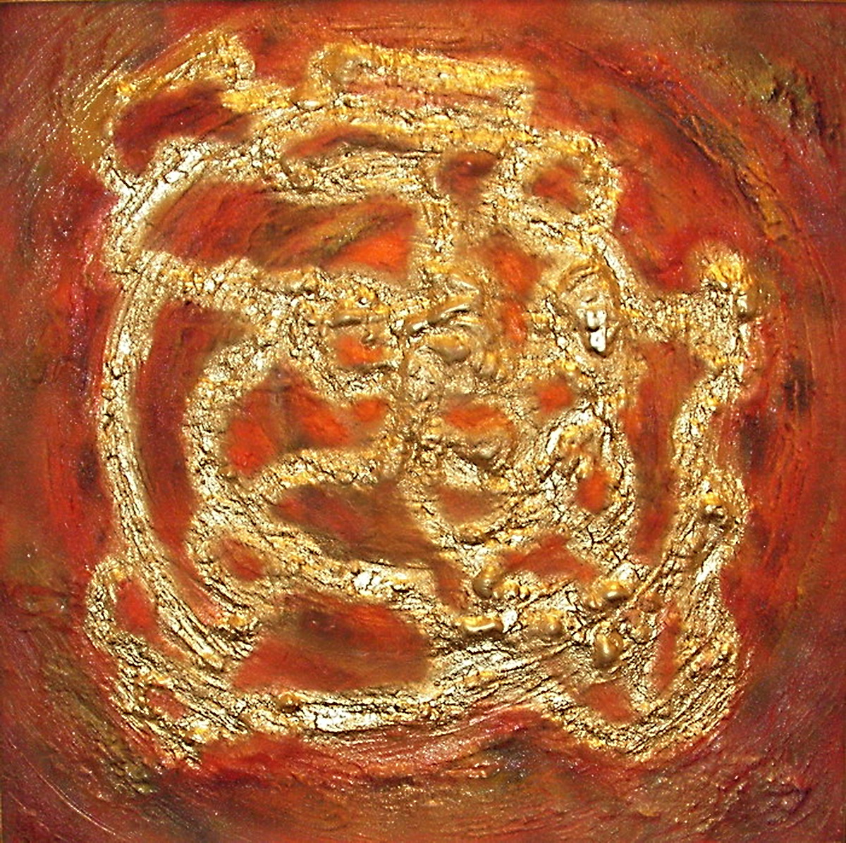 Firesnakes dancing /  Танец огненных змей / 2006 / Acril and foam on canvas / 100х100см