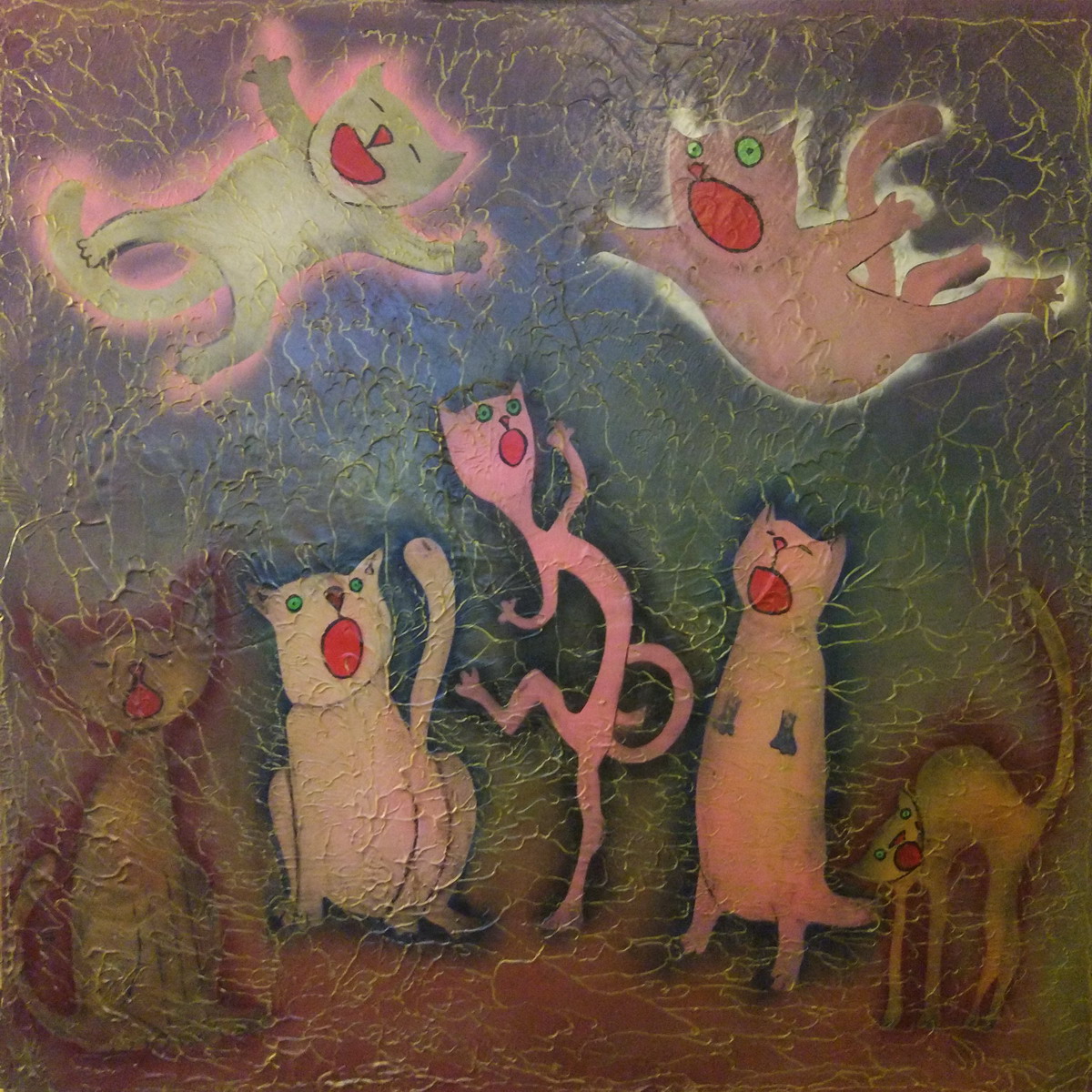 Miserable Cats /Жалкие Коты/ 2018/Acrylics on canvas/100x100 cm