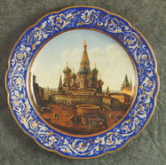 Wall Plate Snt Basil Cathedral with the Place of Execution. Over Glasour Painting on Porcelain. D 31 cm
